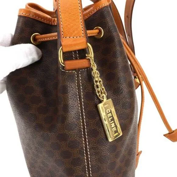 CELINE Macadam Shoulder Bag Leather Brown Gold Hardware - COA included - Picture 5 of 10